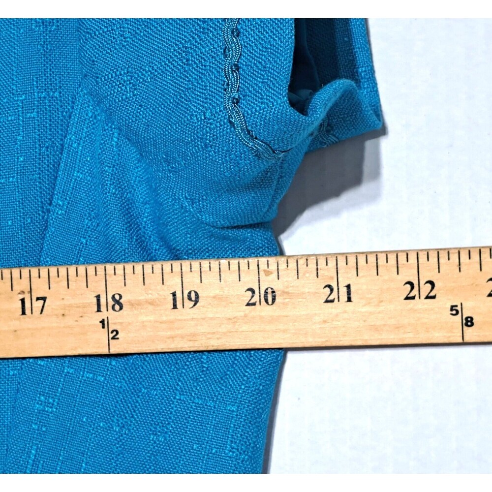 Vintage Kasper for ASL Short Sleeve 5 Button Blazer Shirt Sz 14 Petite dark teal - Picture 7 of 8